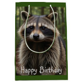 Happy Birthday Niedlich Raccoon Mittlere Geschenktüte (Vorderseite)