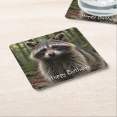 Happy Birthday Niedlich Raccoon Rechteckiger Pappuntersetzer (angewinkelt)