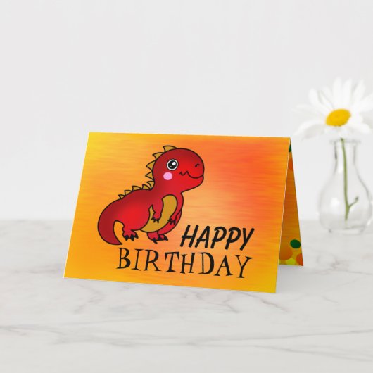 Happy Birthday Niedlich Red Dinosaurier Karte (Kleine Pflanze)