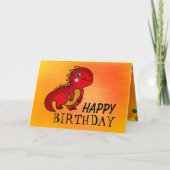 Happy Birthday Niedlich Red Dinosaurier Karte (Vorderseite)