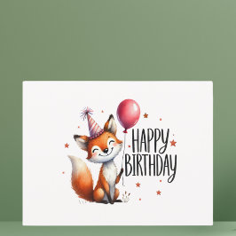 Happy Birthday - Niedlich Red Fox Postkarte