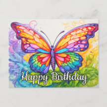 Happy Birthday Niedlich Retro Butterfly Zeichnend
