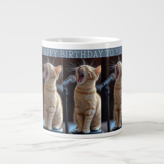 Happy Birthday Niedlich Singkatzen Jumbo-Tasse (Vorderseite)