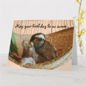 Happy Birthday Niedlich Sloth Karte (Gelbe Blume)