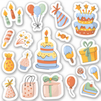 Happy Birthday Niedlich Stickers Set Aufkleber