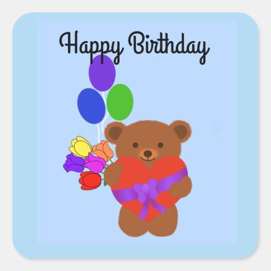 Happy Birthday Niedlich Teddy Bear #4 Stickers (Vorderseite)