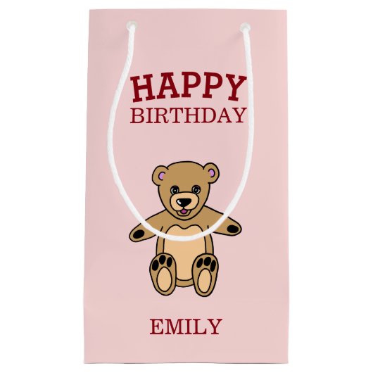 Happy Birthday Niedlich Teddy Bear Kleine Geschenktüte (Vorderseite)