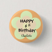 Happy Birthday Niedliche boho Blume Blütenblatt Button (Vorderseite)