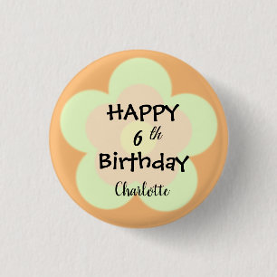 Happy Birthday Niedliche boho Blume Blütenblatt Button