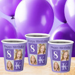 Happy Birthday Niedliche Kids Foto Lila Party Pappbecher<br><div class="desc">Cool 2 Foto personalisierte Geburtstagszeitung Party Becher für ein kleines Mädchen oder Kleinkind. Feiern Sie den Geburtstag Ihres Kindes mit niedlichen Fotografien von ihnen auf diesem fügen Sie Ihre eigene Fotografie-Design mit bezaubernden hübschen lila Quadraten. Geben Sie ihren Namen und ihr Alter ein.</div>