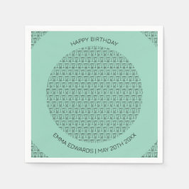 Happy Birthday Niedliche Kokospalmen Silhouette Serviette