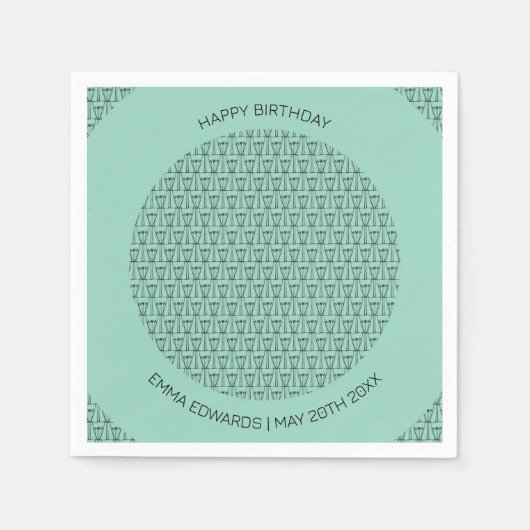 Happy Birthday Niedliche Kokospalmen Silhouette Serviette (Vorderseite)