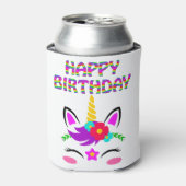 Happy Birthday niedliche Regenbogenfarben Einhorn  Dosenkühler (Kanne Vorderseite)