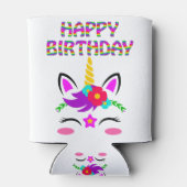 Happy Birthday niedliche Regenbogenfarben Einhorn  Dosenkühler (Rückseite)