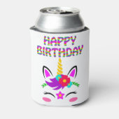 Happy Birthday niedliche Regenbogenfarben Einhorn  Dosenkühler (Kanne Rückseite)