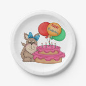 Happy Birthday Niedliche Welpe mit Balloons und Ku Pappteller (Vorderseite)