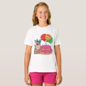 Happy Birthday Niedliche Welpe mit Balloons und Ku T-Shirt (Vorne ganz)