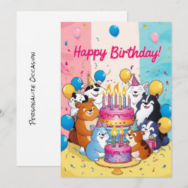 Happy Birthday Niedlichen Cartoon Tiere Geburtstag Feiertagskarte