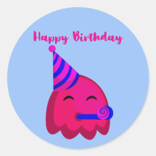 Happy Birthday - Niedlicher Cartoon Emoji Charakte Runder Aufkleber