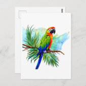 Happy Birthday | Niedlicher KI-Generierter Ara Pap Postkarte (Vorne/Hinten)