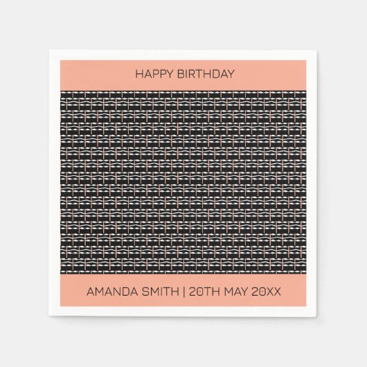 Happy Birthday, Niedliches Ethnic Africa-Muster Serviette (Vorderseite)