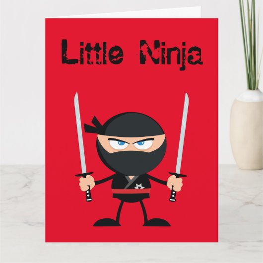 Happy Birthday Ninja Krieger mit zwei Katana Karte (Vorderseite)