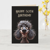 Happy Birthday No Stress Poodle Dog 50. Karte (Gelbe Blume)