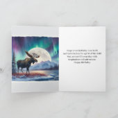 Happy Birthday Northern Lights Alaska Moose Karte (Innenseite)