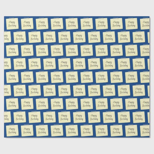 Happy Birthday Note on Blue Geschenkpapier (Flach)