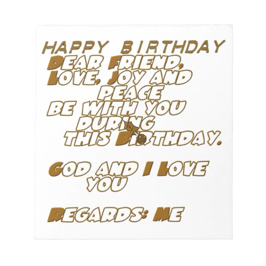 Happy Birthday Notizblock (Vorderseite)