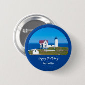 Happy Birthday Nubble Lighthouse Button (Vorne & Hinten)