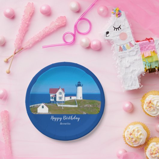 Happy Birthday Nubble Lighthouse Pappteller (Party)
