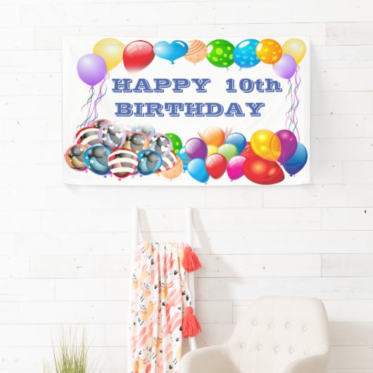 Happy Birthday Number Vinyl Banner 3' x 5' Banner (Insitu)