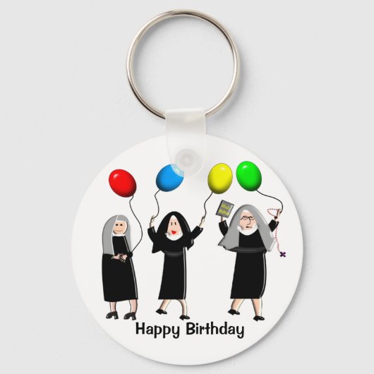 Happy Birthday Nuns Schlüsselanhänger (Vorderseite)