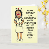 Happy Birthday Nurse Cartoon Karte (Gelbe Blume)