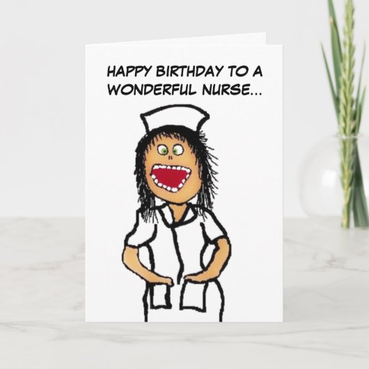 Happy Birthday Nurse Cartoon Karte (Vorderseite)