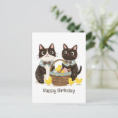 Happy Birthday Oaster Cats Osterkorb Postkarte (Stehend Vorderseite)
