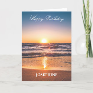 Happy Birthday Ocean Sunset Tropical Feiertagskarte