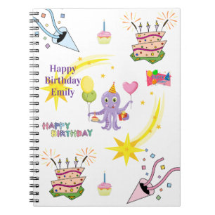 Happy Birthday Octopus Cupcake Notizbuch Notizblock