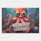 Happy Birthday Octopus Geschenkpapier Set (Vorderseite)