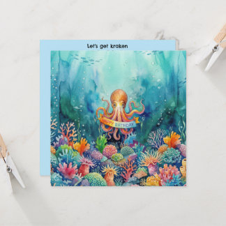 Happy Birthday Octopus Ocean Sea Life Water Fish Einladung