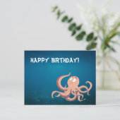 Happy Birthday Octopus Postkarte (Stehend Vorderseite)