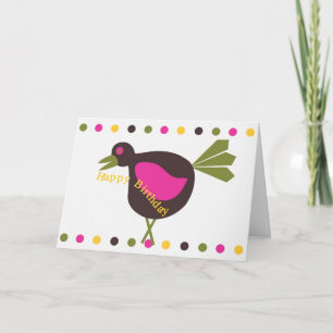 Happy Birthday - Odd Retro Bird Grußkarte Karte