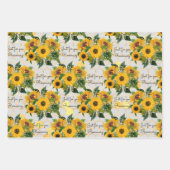 Happy Birthday oder Retirement Sonnenblume Name 3 Geschenkpapier Set (Vorderseite 2)