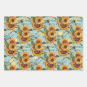 Happy Birthday oder Retirement Sonnenblume Name 3 Geschenkpapier Set (Vorderseite)