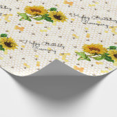 Happy Birthday oder Retirement Sunflower Add Name  Geschenkpapier (Ecke)