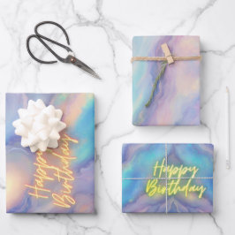 Happy Birthday Oktober Birthstone Opal Geschenkpapier Set