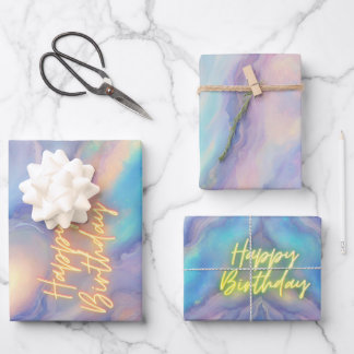 Happy Birthday Oktober Birthstone Opal Geschenkpapier Set