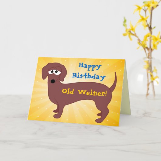 Happy Birthday Old Weiner Karte (Gelbe Blume)