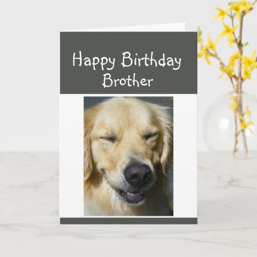Happy Birthday Older Brother Fun Lachen Hund Karte (Gelbe Blume)